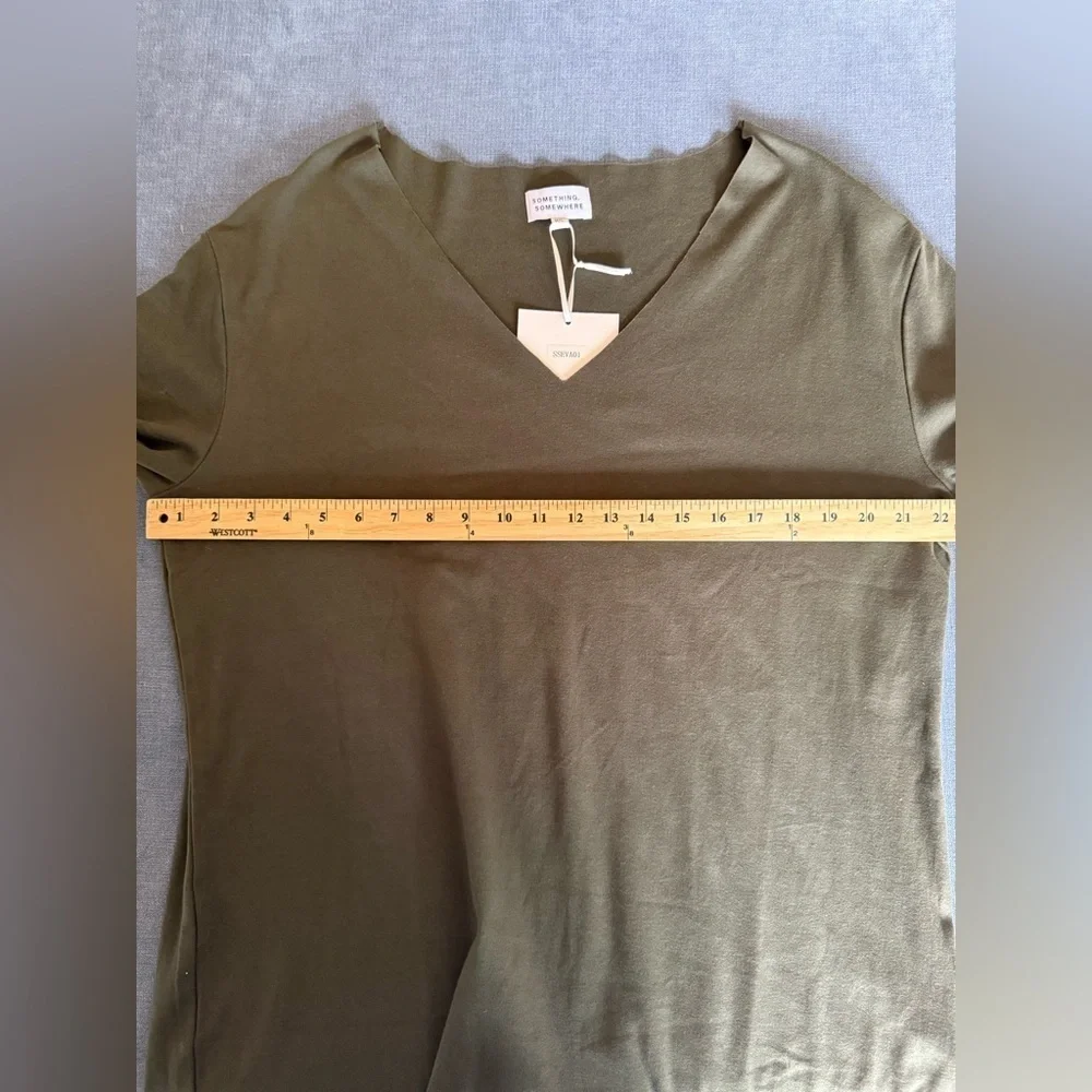 Something Somewhere Womens T Shirt Dress SZ M/L Olive Green New Mini 100% Cotton